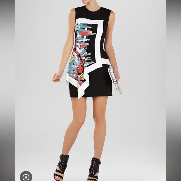 BCBGMAXAZRIA Alessandra Black Color Block Dress Asymmetrical Peplum 2 NWT  $338